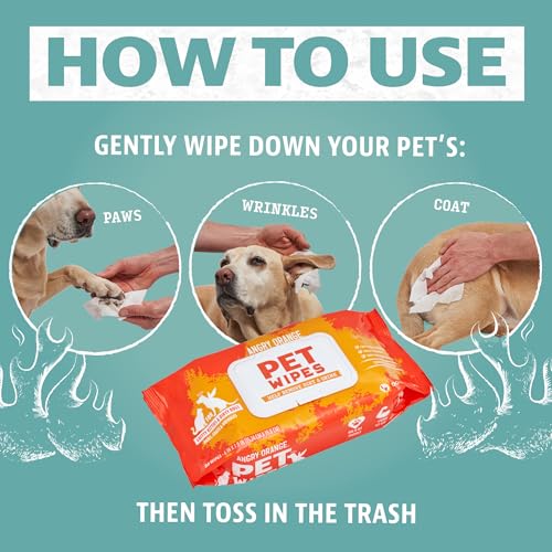 ANGRY ORANGE Dog Wipes, Cleaning, Unscented, for Paws and Butt, Wipes for Dogs & Cats, Pet Wipes Ideal for Removing Dirt & Grime, Strong, Gentle, Hydrating Grooming Wipes, Puppy Essentials, 80 Count - Thumbnail 5