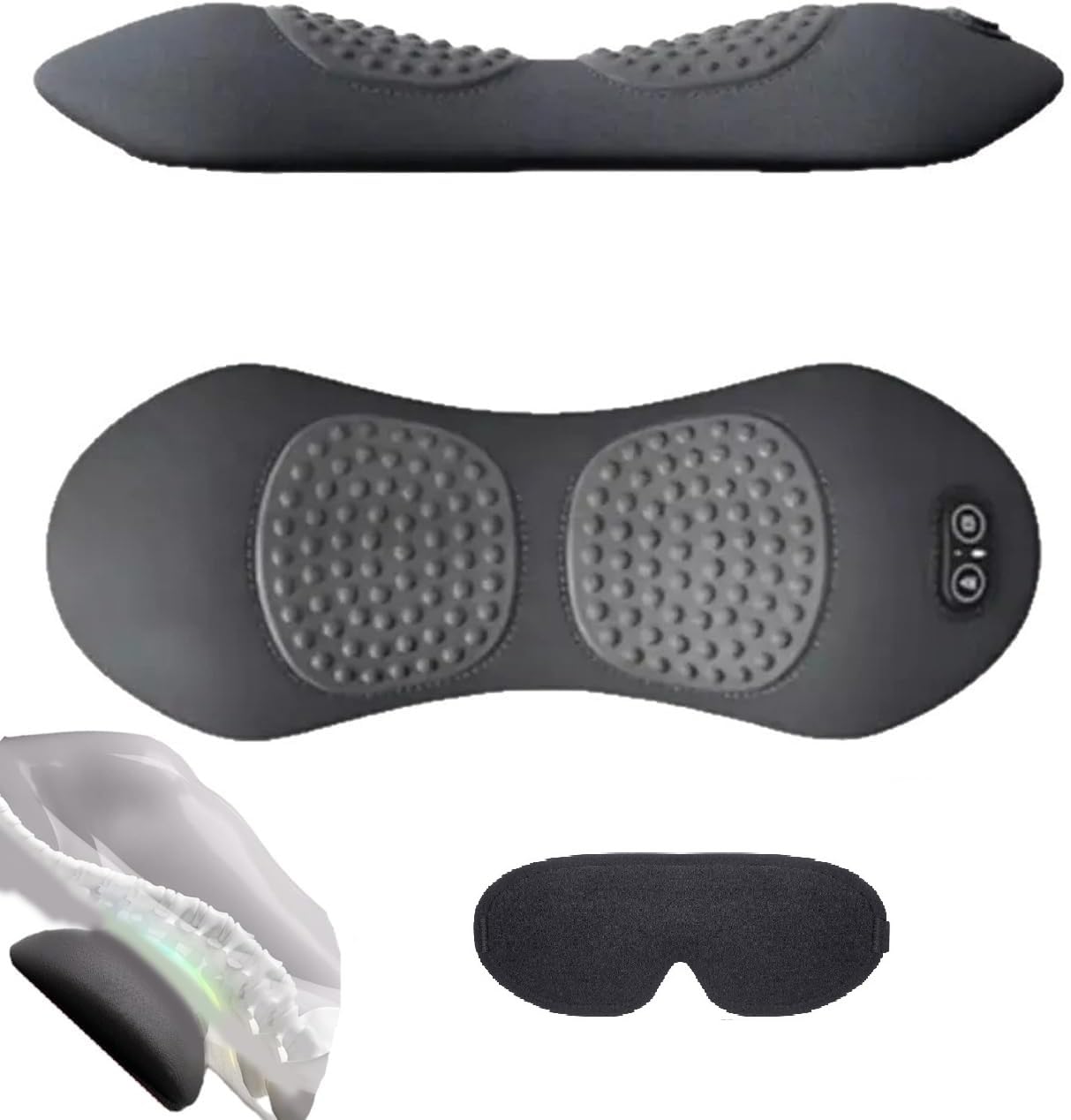 3 in 1 Electric Sciatica Massager, Traction Lift, Vibration Massage and Heat Compress, for Neck, Shoulders and Back, Ergonomic Lumbar Support (Black)