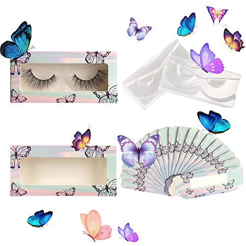 40 Pieces Empty Eyelash Boxes Set, Consist of 20 Empty Soft Paper Eyelash Storage Case and 20 Empty Eyelash Case Holder Packing Tray