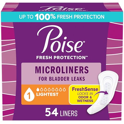 Poise Daily Microliners, Incontinence Panty Liners for Bladder Leaks, 1 Drop Lightest Absorbency, Regular...