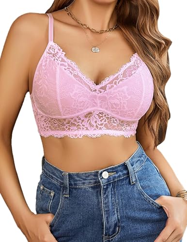 Image of Avidlove Bralettes for Women Lace Camisole Tank Top Unpadded Wireless Double-Layered Lingerie