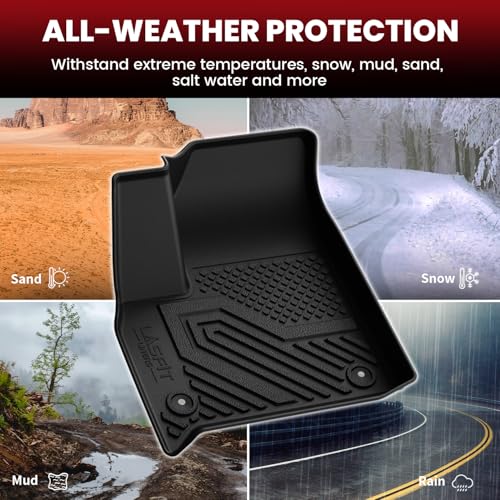 Image of LASFIT Floor Mats & Cargo Liner with Backrest Mat for Chevrolet Chevy Traverse 2018-2023 /Traverse Limited 2024 Only 7 Seats (2nd Row Bucket Seats), All Weather TPE Custom Fit Car Floor Mats Full Set