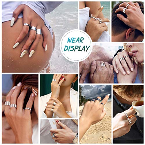 Silvora Sterling Silver Stackable Knuckle Ring, 5MM Toe Finger Open Band Ring for Women Men Girls Minimalist Jewelry Personalized Custom Rings (Send Gift Box) - Thumbnail 6