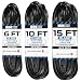 Black Extension Cord 3 Pack, 6ft 10ft & 15ft - 16/2 Durable Electrical Cable