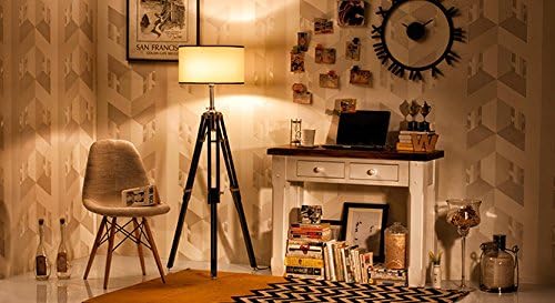 NauticalMart Designer Chrome Finish Wooden Tripod Table LAMP Base ONLY