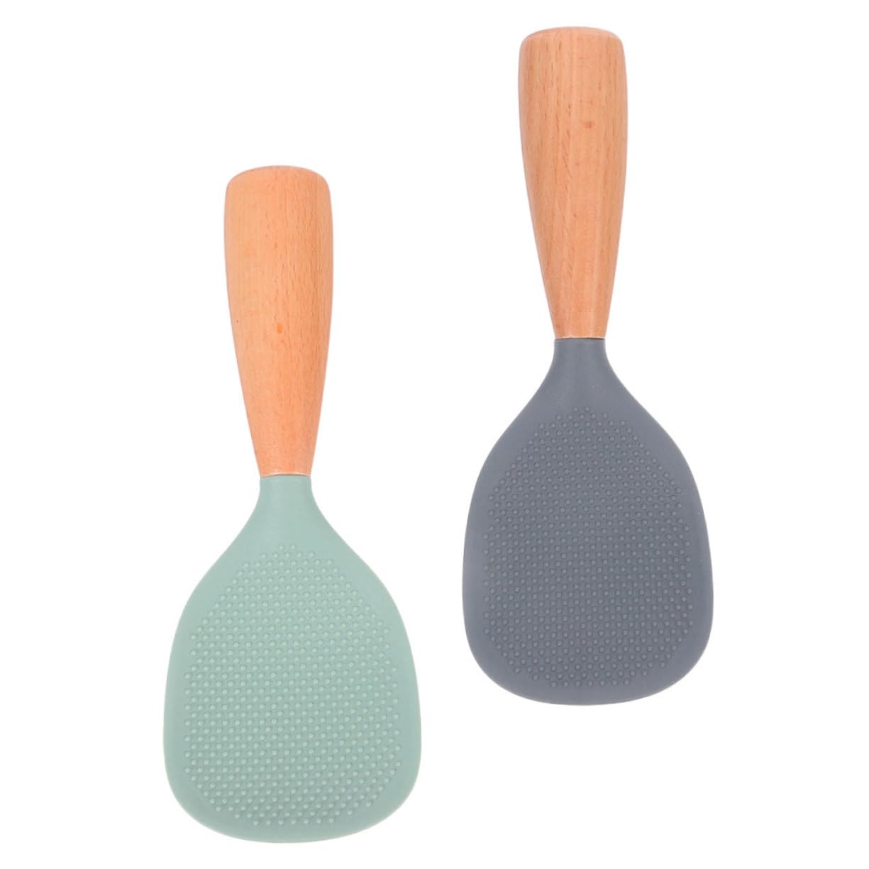 Mikikit 2pcs Ergonomic Heat Resistant Paddle with Wood Handle for Cooking Serving and Rice Scooping Kitchen and Sushi Preparation