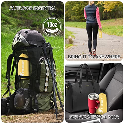 Image of PTEROMY Hooded Rain Poncho for Adult, Waterproof Lightweight Unisex Raincoat for Hiking Camping Emergency