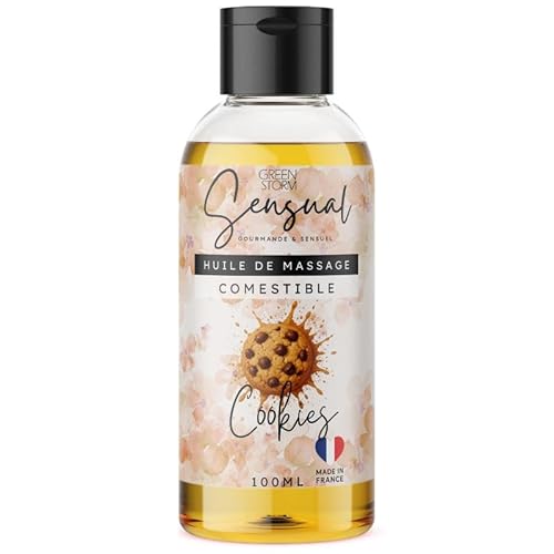 Huile de Massage Comestible Érotique Cookie - Huile Massage Sensuel pour Couple - Huile Corps Relaxante Naturelle - Fabriqué en France - 100ml- Green storm