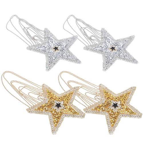 Alipis 4 piezas Parche Termoadhesivo Compacto para Ropa con Estrellas y Diamantes de Imitación Resistente al Desgaste Accesorios para Sombreros y Chaquetas Kit para DIY y Reparación