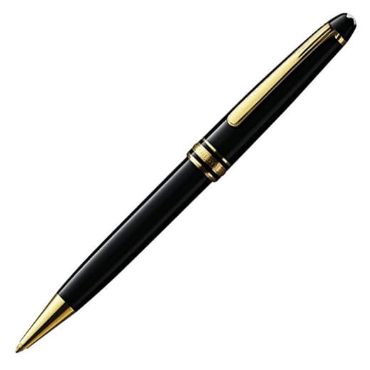 Stylo classique Montblanc Meisterstück LeGrand doré, résine précieuse noire et plaqué or 23,5 ct