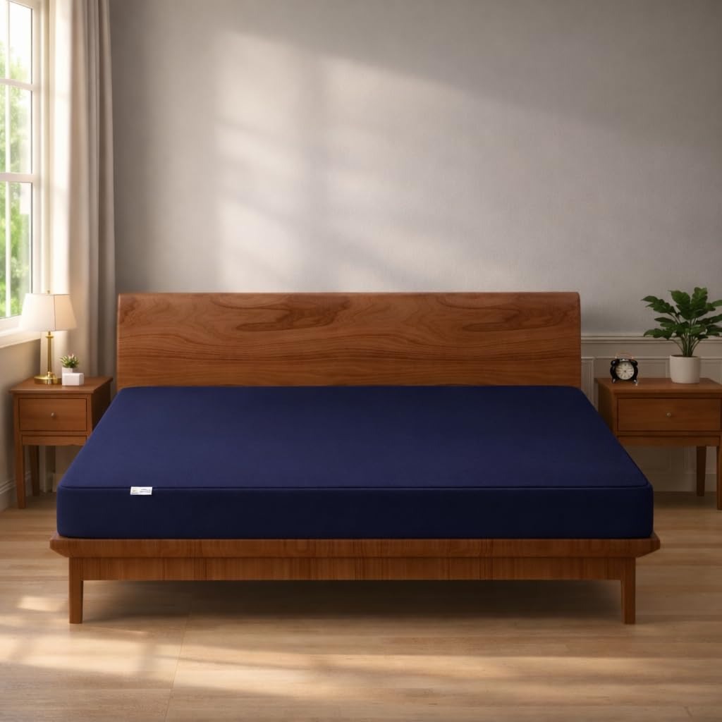 My Armor Waterproof Mattress Protector King Size, 78x72, 6.5x6 feet, Double Bedsheet Cover, Breathable & Allergen Free Ultra Soft Fitted Terry Cotton Feel Cover, Elastic Skirting, Navy Blue