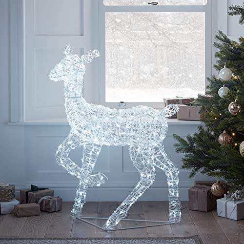 Miniatura 5 de Lights4fun Cierva Y Cervato Luminoso Renos De Navidad Acrílico De 90 Cm Y 60 Cm Con 300 Led Blancos Con Temporizador Decoración Para Interiores Jardín Exteriores