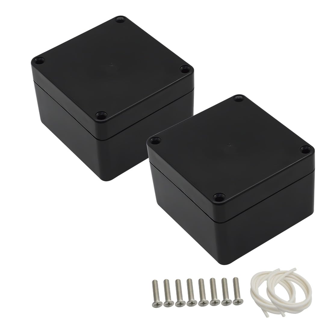 LeMotech Project Box ABS Plastic Distribution Box IP65 Waterproof Electrical Boxes Universal Housing Black Outer Size 83 x 81 x 56 mm (Pack of 2) — image 1