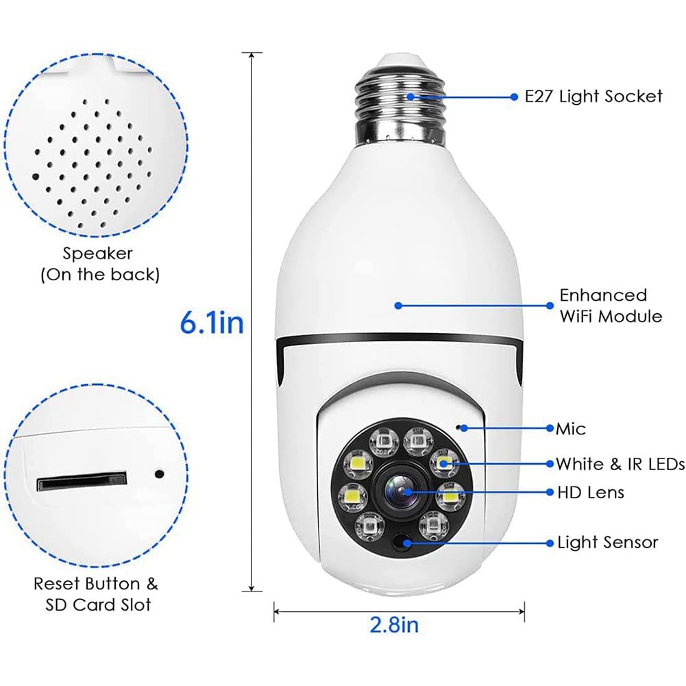 4 Pièces Ampoule Caméra de Sécurité Extérieure 2.4G Wifi Prise de Lumière Caméra de Sécurité Caméra de Sécurité Ampoule Extérieure Ampoule Caméras