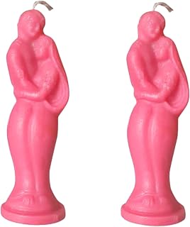 Rajasthaniartdecor Man Woman Colour Love Couple Home Décor Candle Size 5.5 Inches (Pink Pack of 2)