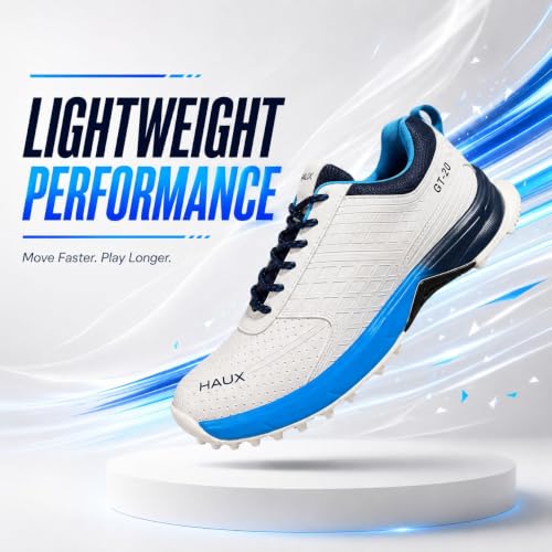 Image of HAUX GT-20 Cricket Shoes for Men - Lightweight TPR Studs for Turf & Hard Ground, Non-Marking Sole, Responsive Cushioning