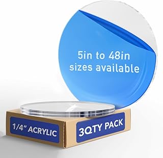 SPEEDYORDERS 2 Qty 1/4" Plexiglass Sheet, 8 Inch Diameter Clear Acrylic Lucite Circle, Round Cake Disc, Cake Disk Acrylic Sheet, Round Plexiglass Table Top, Round Acrylic Backdrop Made in USA
