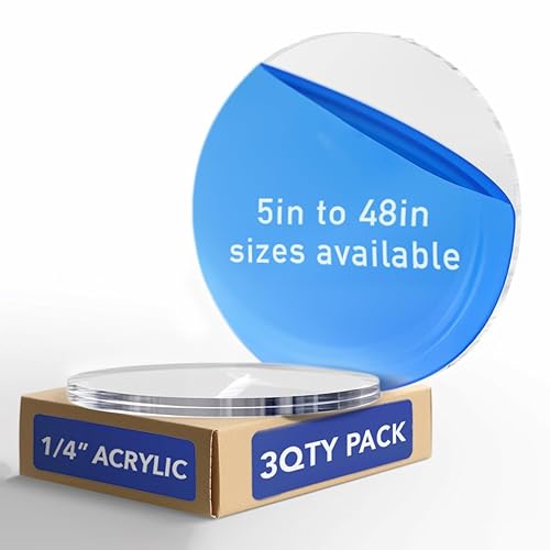 Miniatura 1 de SPEEDYORDERS 3 láminas redondas de plexiglás de 14 de pulgada, acrílico transparente de 7 pulgadas de diámetro, para base de pastel, cubierta de