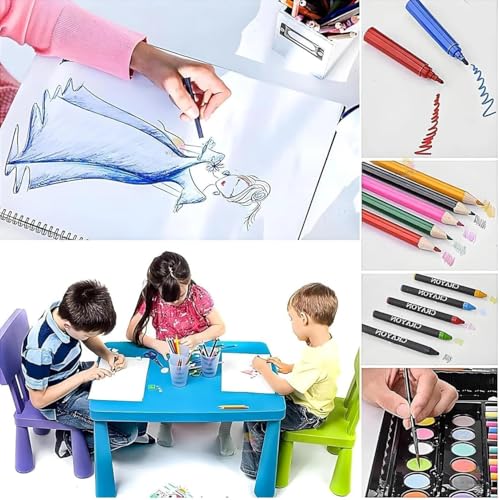 Image of Brand Conquer Art Supplies Set with Carry Case - Drawing & Painting Kit for Boys & Girls | Includes Markers, Crayons, Oil Pastels, Watercolors, Colored Pencils | Gift for Kids