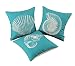 CaliTime Set of 3 Canvas Throw Pillow Covers Cases for Couch Sofa Home Decoration Mediterranean Sea Shells Print 18 X 18 inches Teal