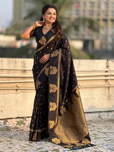 Image of SGF11 Women's Kanjivaram Pure Soft Silk Saree With Unstitched Blouse Piece