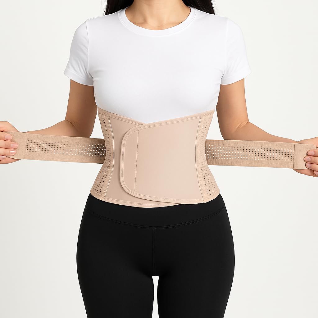 GREETURE Postpartum Belt After Delivery – Abdominal Belt for Women Tummy Control | Pregnancy Belts After Delivery | Maternity Belt After C-Section | Abdominal Binder for Post Pregnancy Recovery (Universal) (Beige+)