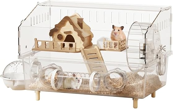 100x50x50cm Panoramic Transparent Hamster Cage, Glass Mouse Habitat, Nagarium for Pets, Rodent Enclosure, Spacious Terrarium