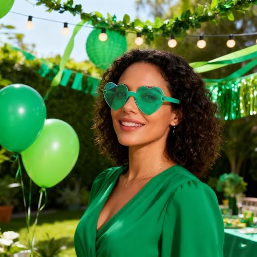 Rimless Heart Shaped Sunglasses Cute Glasses Disco One Piece Transparent Trendy Love Glasses B2826