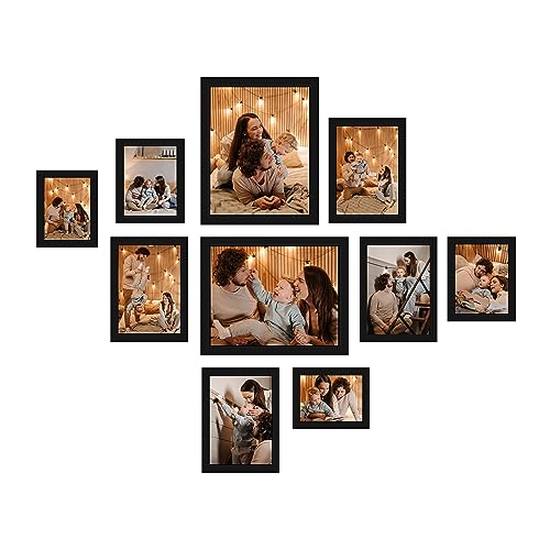Image of Art Street Large Collage Wall Photo Frame Individual Picture Frame Set For Living Room, Decorative Wall Hanging Home Decor - Set Of 10 (4x6, 5x7, 6x8, 8x10 Inch, Black)