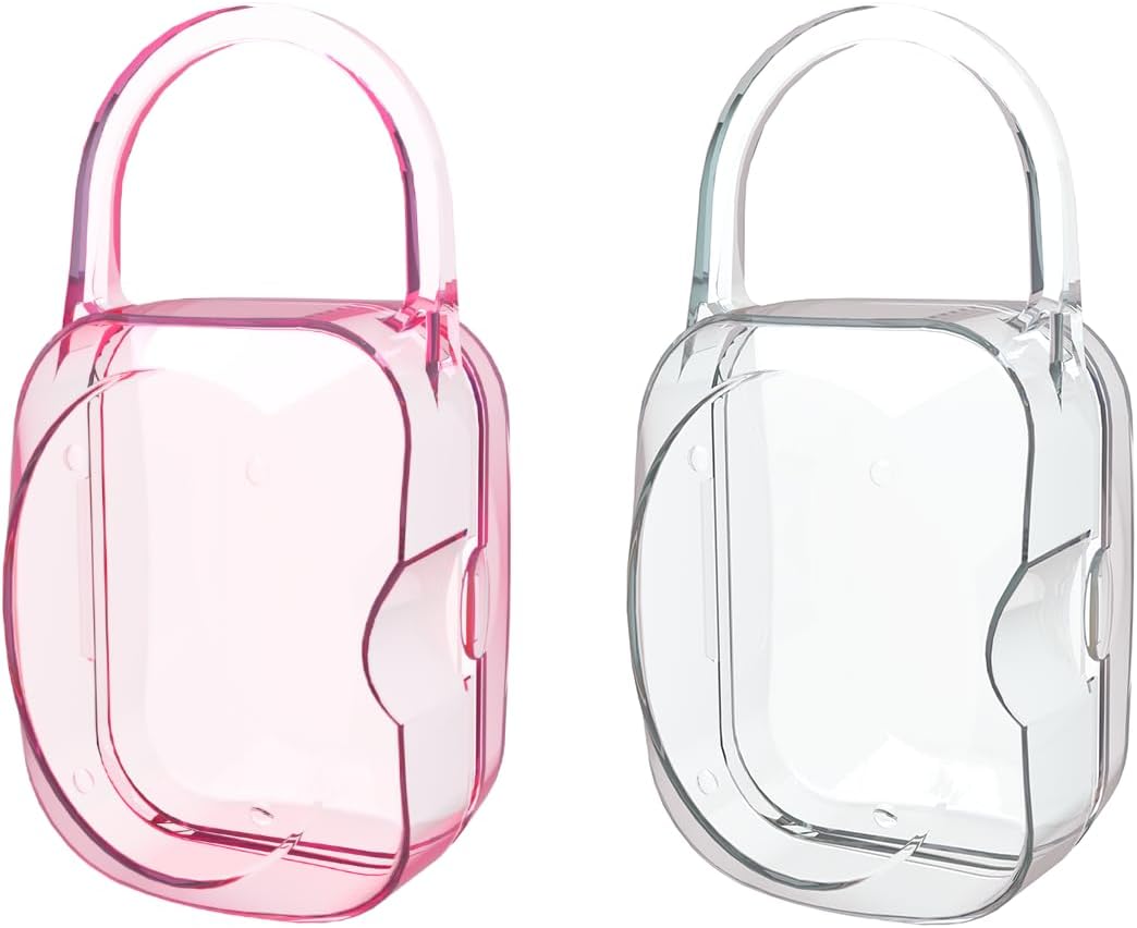 Pacifier Case Classic (Pack of 2, Clear, Pink)