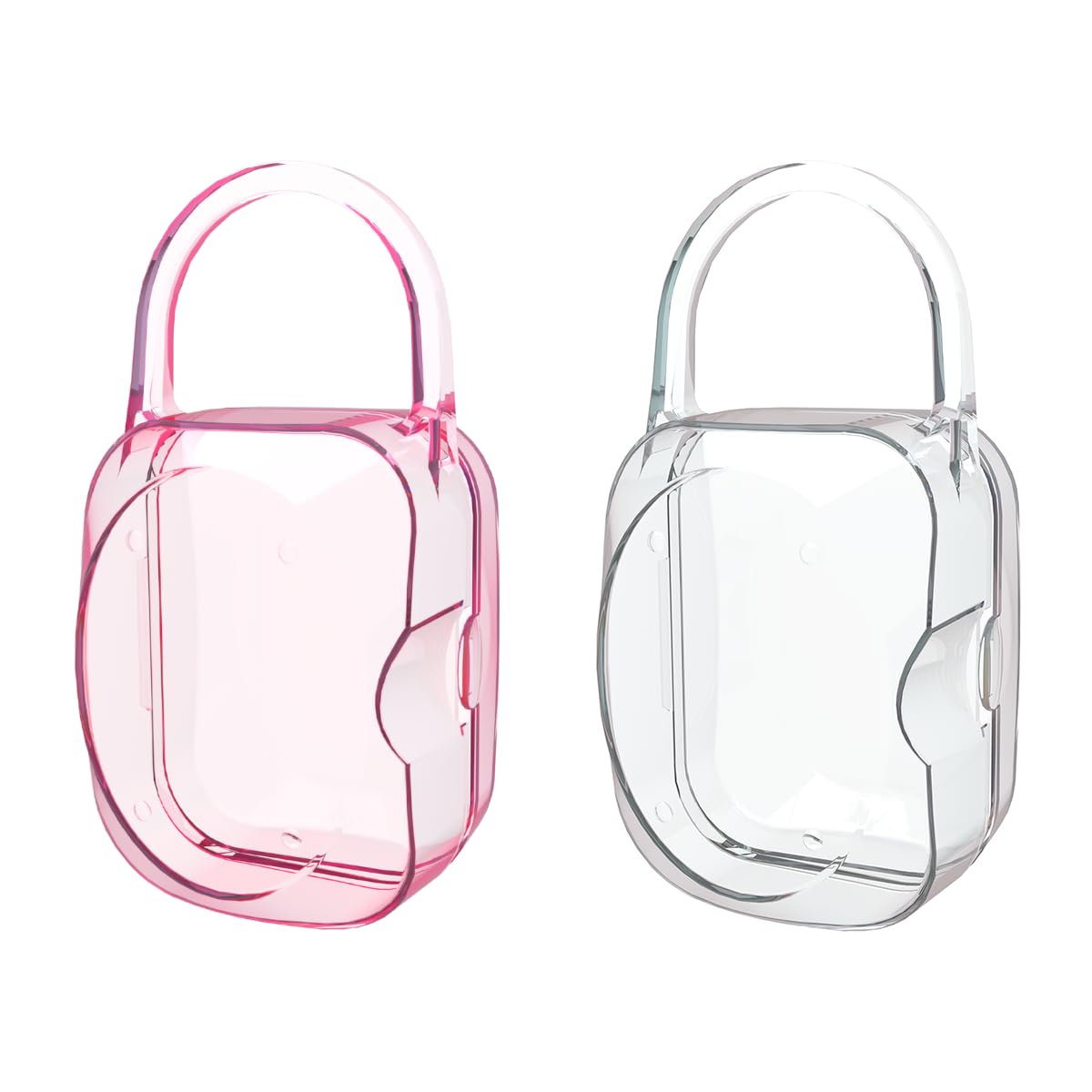 Pacifier Case Classic (Pack of 2, Clear, Pink)
