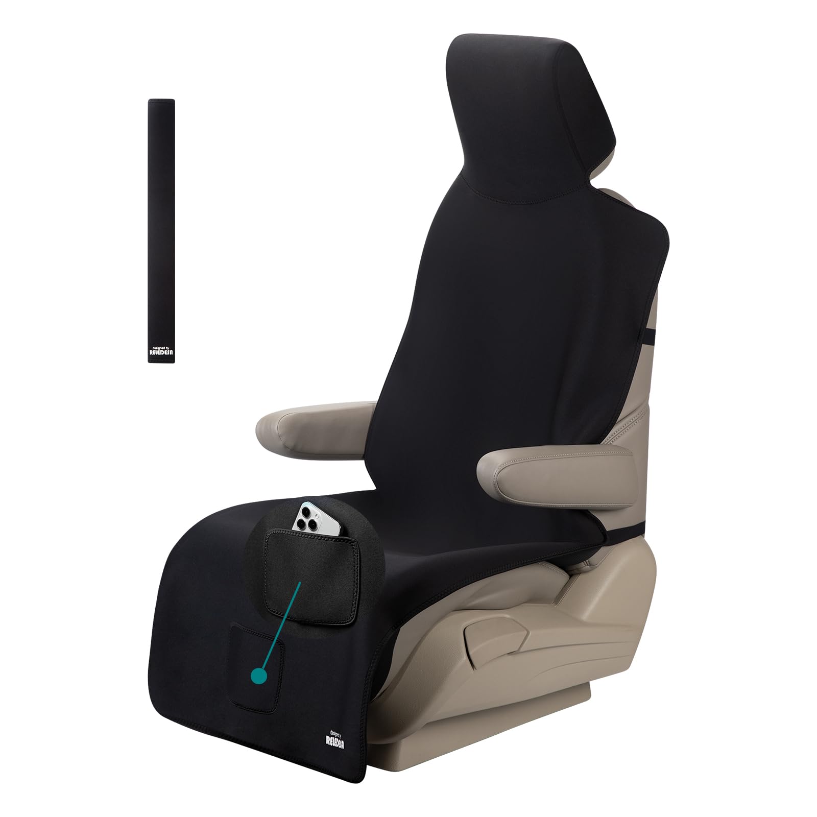 1PC Housses de siège néoprène pour Chien et Enfant, Protection Siege Voiture imperméables antidérapantes avec 3 Sangles à Boucle et Poche de Rangement Avant, pour SUV Vans Auto