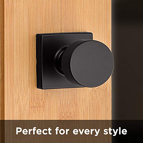 Kwikset 97200-896 Pismo Passage Square Modern Door Knob, Matte Black