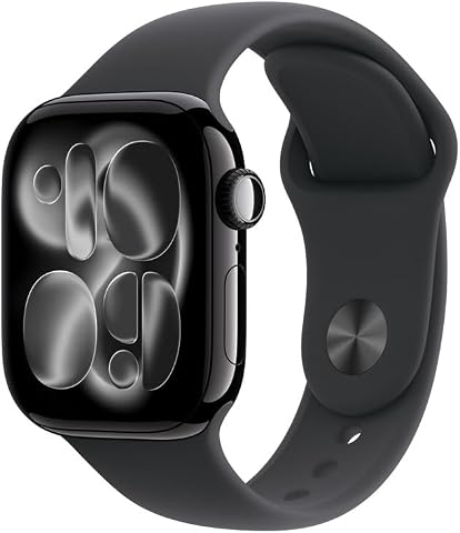 Apple Watch Series 11 GPS 42 mm preto brilhante com pulseira esportiva preta