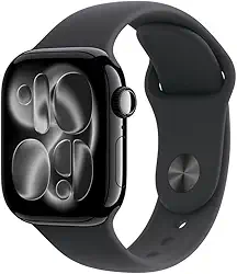 Apple Watch Series 11 GPS, Caixa em alumínio preto brilhante de 42 mm com Bracelete desportiva preta - P/M