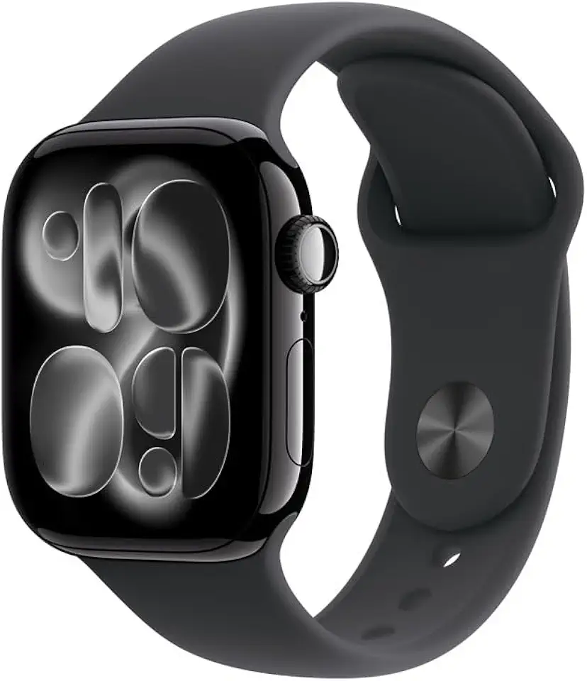Apple Watch Series 11 GPS, Caixa em alumínio preto brilhante de 42 mm com Bracelete desportiva preta - P/M