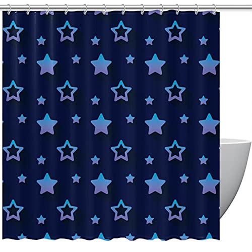 Rideau de douche étoiles bleu marine imperméable grand format 183x183