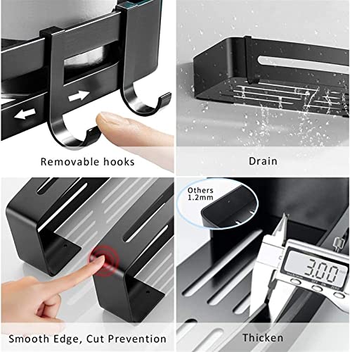 Support d'angle de salle de bain XMING en aluminium noir sans perforation - 4