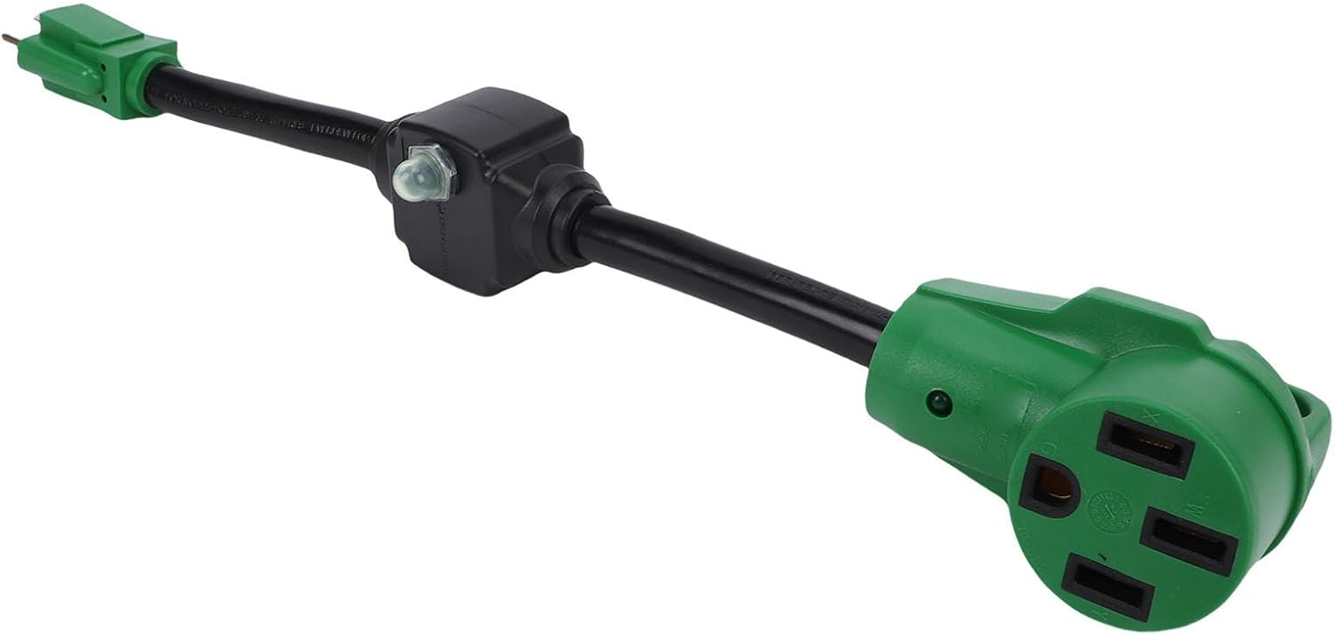 Keenso 15A Male to 50A Female RV Adapter Cord, 12in NEMA 5 15P to 14 50R Electrical Power Adapter for Trailer with Overload Protection, ETL Certified