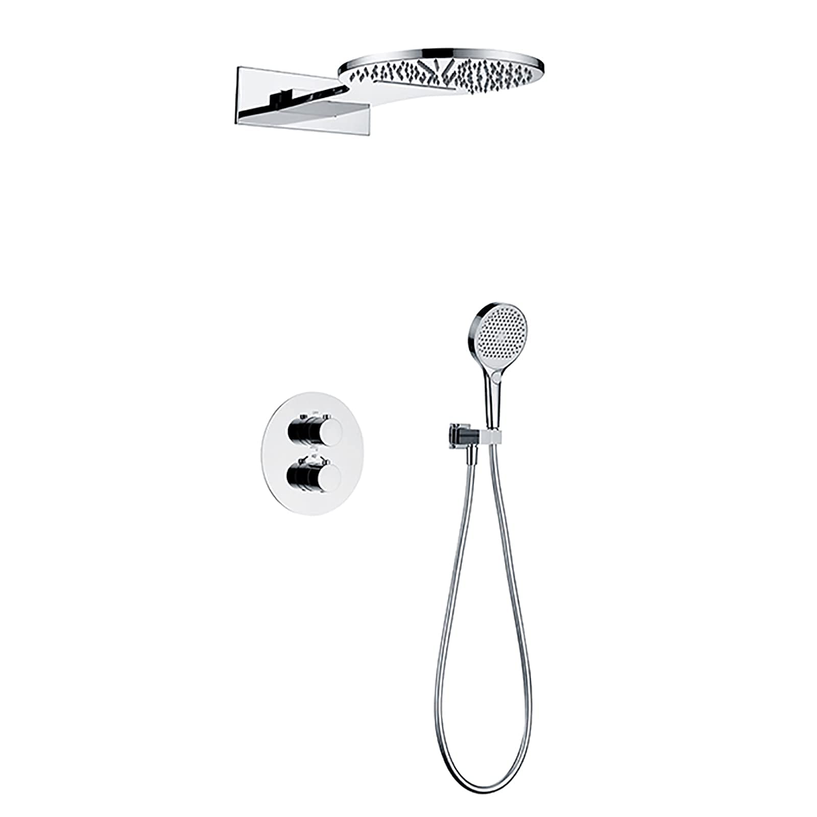 NGDFGR Shower Set Shower Thermostatic Concealed Shower Faucet Set Wall Mount Shower Combo Set With 3 Functions Handheld Sprayer And 2 Modes Rain Shower Head Tub And Shower Trim