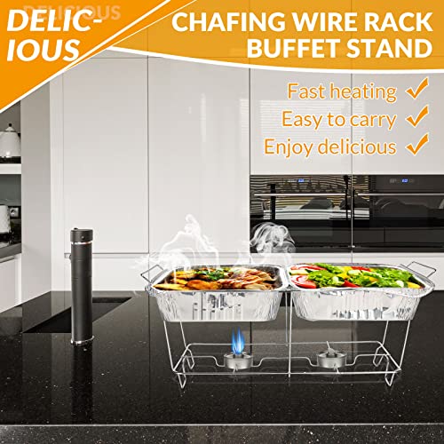 8 Pieces Chafing Wire Rack Buffet Stand Disposable Buffet Wire Frame Chafing Food Dish Warmer Iron Tinfoil Plate Rack For Wedding Birthday Catering Picnic Bbq Camping Party Supplies #TOP2