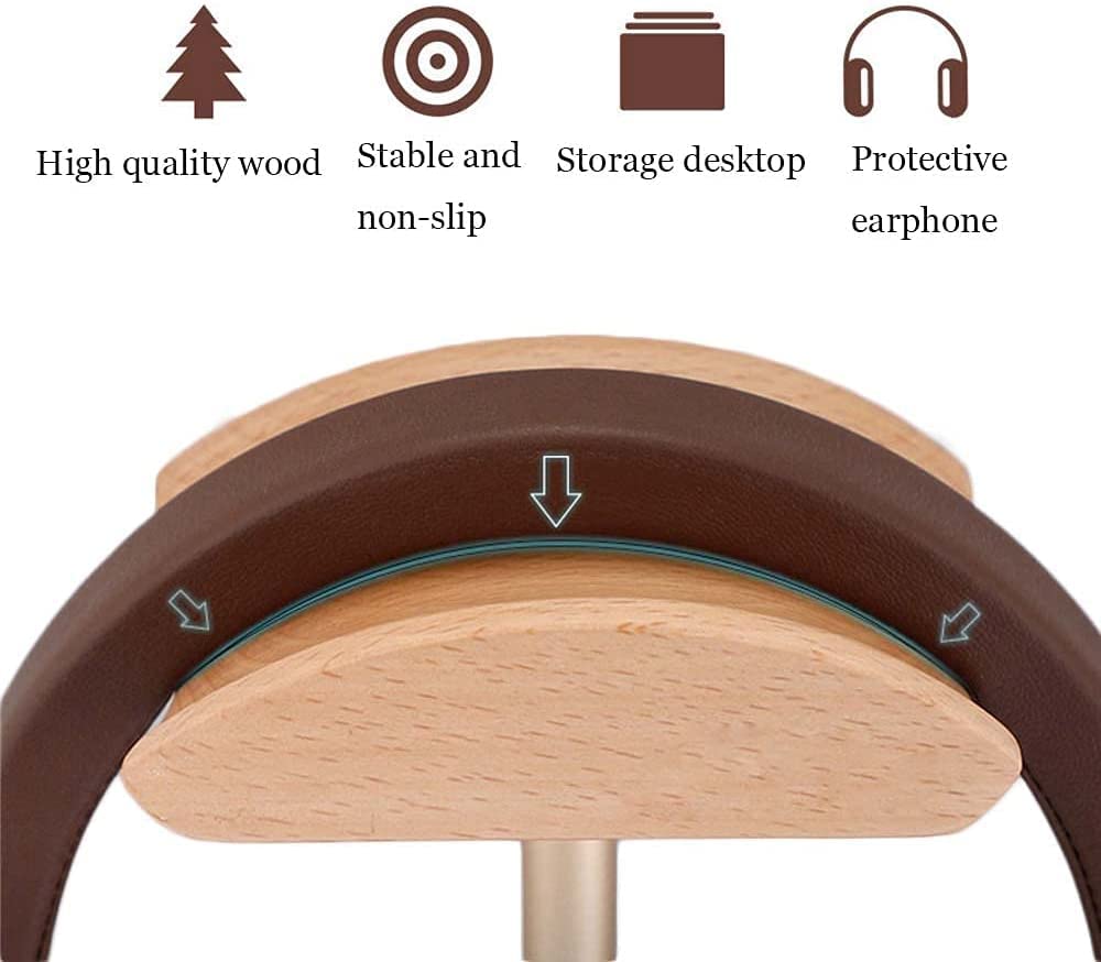 MRKU Supporto per Cuffie, Gancio per Auricolari, Appendiabiti da scrivania, Design Universale alla Moda, in Legno e Lega di Alluminio, Accessori per Auricolari da Gioco
