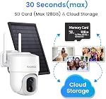 2K/3MP Caméra de sécurité solaire sans fil en plein air, 2.4G WiFi Seulement, 360° PTZ 15000mAh Sécurité de la maison alimentée par batterie IP Caméra Exterieur, 2-Way Parler, détecter les mouvements, 16-LED vision nocturne couleur, Siren