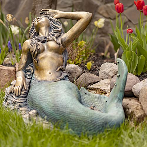 Estatua de sirena de cemento con base de magnesio para uso interior y exterior miniatura 3