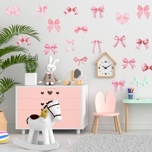 64 adhesivos de pared lazo rosa en vinilo miniatura 4