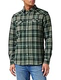 100% algodón Wrangler Western Shirt Camisa, Deep Lichen Green, Medium de los Hombres