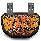 Battle Sports Novelty Football Back Plate – Hard Shell Lower Back Protector with Contoured Foam for High-Impact Protection - Adult, Graffiti Orange/Yellow