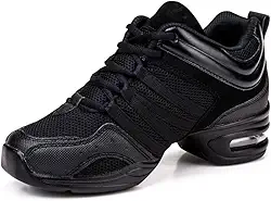 Tênis feminino de malha para as quatro estações ao ar livre, sola macia, jazz, dança moderna