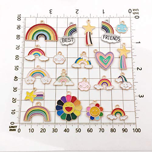 Newmemo Enamel Cloud Star Unicorn Rainbow Charms Best Friends Heart Flower Mixed Charms For Jewelry Making Bracelet Necklace Earring Pendant Craft Making Finding For Kids Girls 40Pcs #TOP5