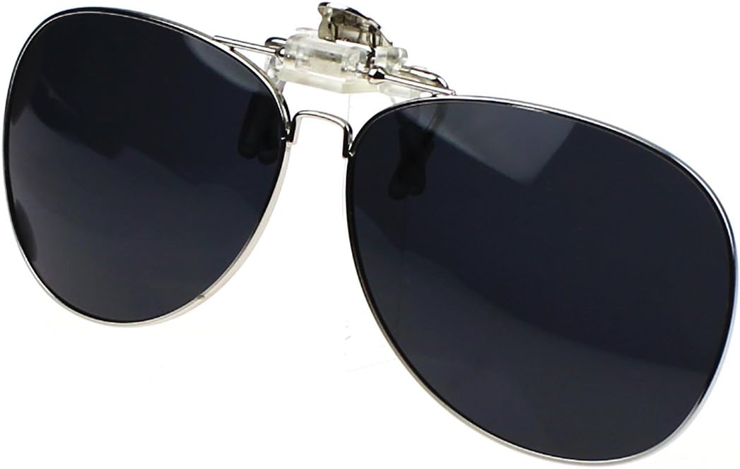 Jaky Polarized Metal Clip-on Flip up Clip Sunglasses Lens Glasses Driving Fishing Outdoor Sport Mirror Uv (Grey)